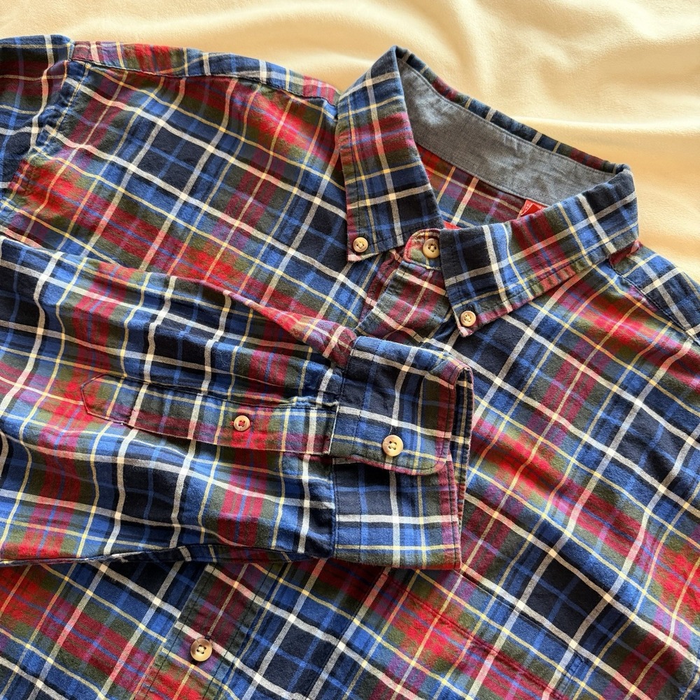 Izod‎ Button Up Shirt Mens XL Green Black Blue Red Plaid Heritage Tartan